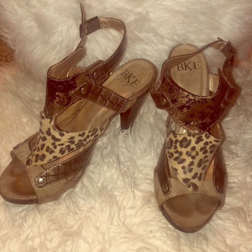Buckle Brand leopard and crocodile heels